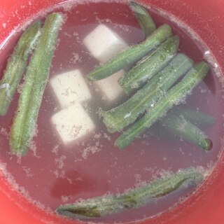 冷凍いんげん・冷凍豆腐の時短スープ